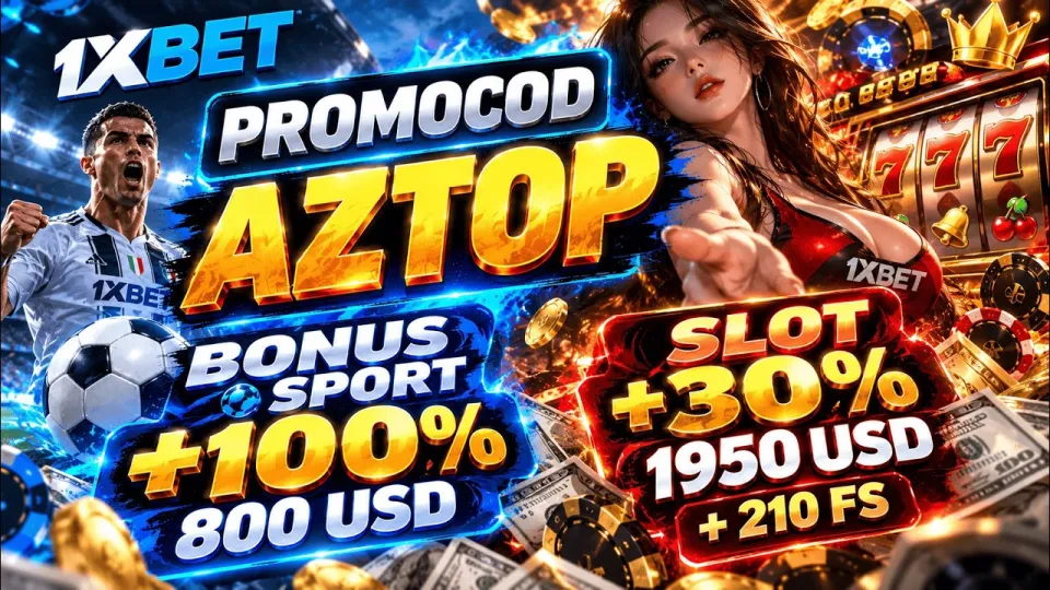 1xbet latest promo code AZTOP gives new players a 100% sports bonus up to 800 USD and 210 free spins